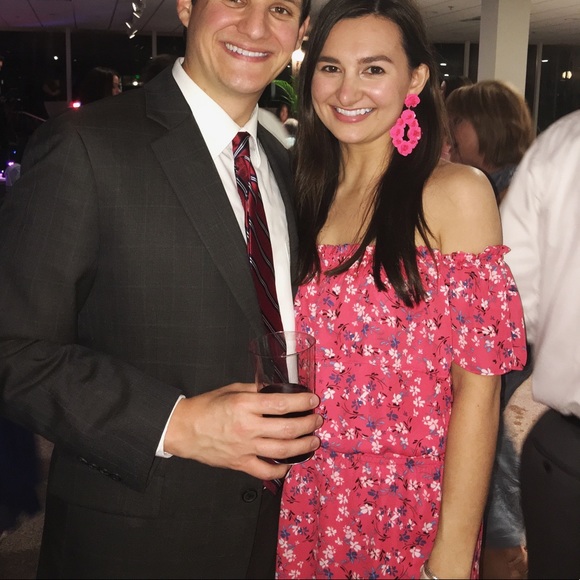 Red pink floral high low dress - Picture 1 of 4